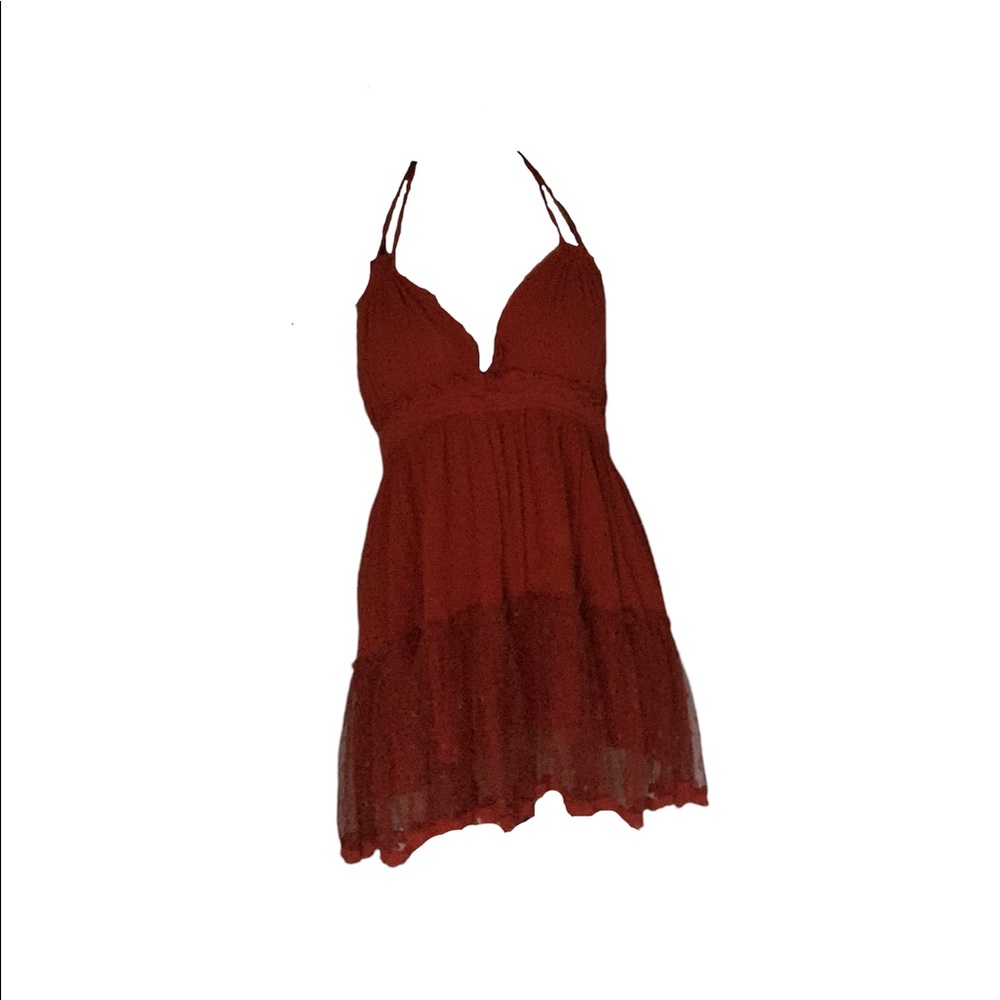 Bright red mini dress